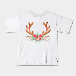 Watercolor Christmas antlers Kids T-Shirt